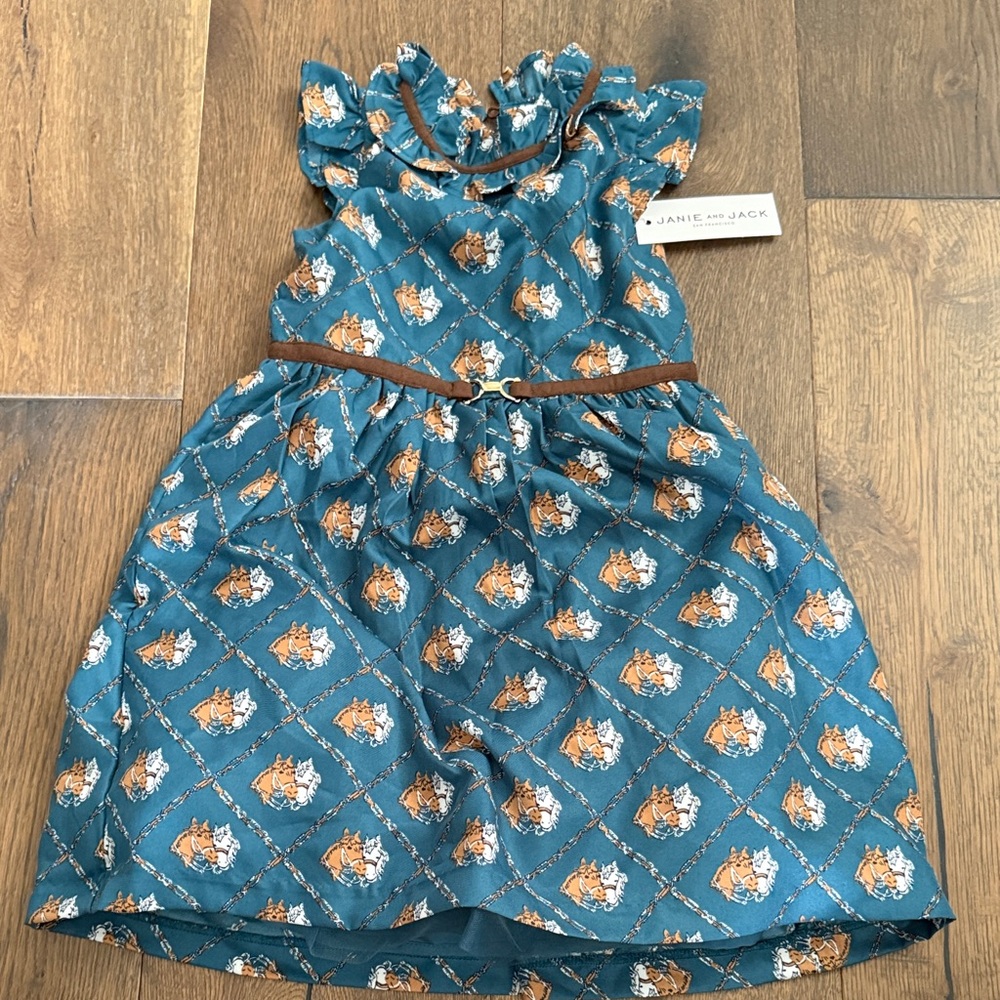 Janie and Jack Blue Fox Pattern Dress